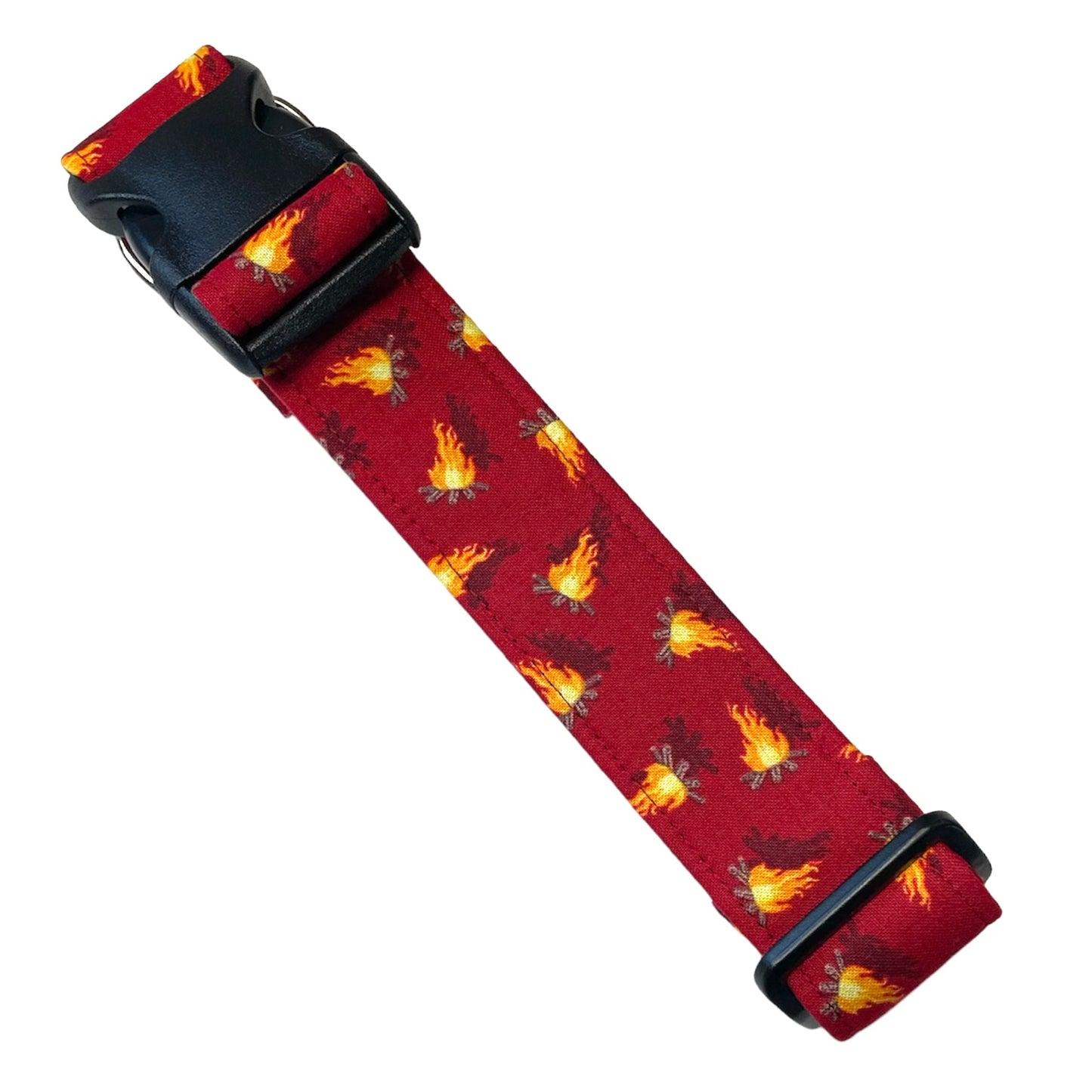 Camp Fire Dog Collar - Martingale or Buckle Style - Embroidery Available