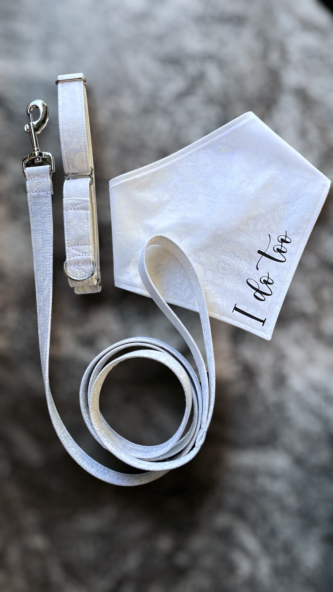 White on White Floral Wedding Dog Leash