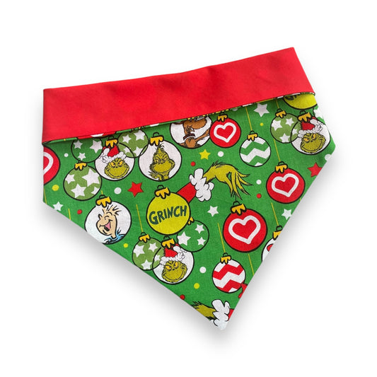 Green and Red Grinch Snap On Bandana