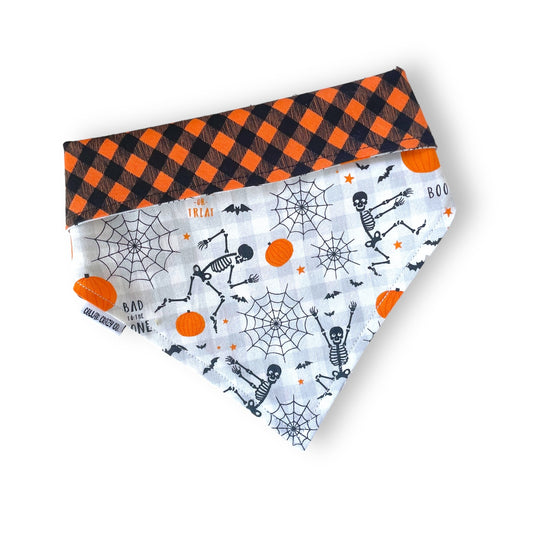 Halloween’s Plaid - Reversible Snap On Bandana