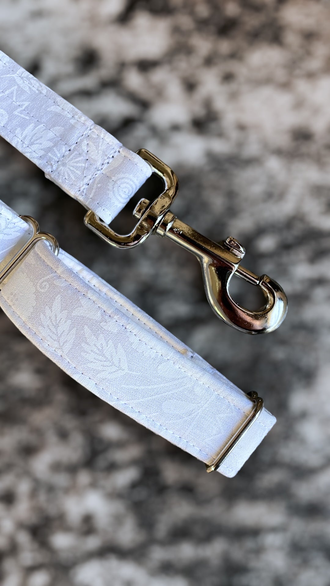 White on White Floral Wedding Dog Collar - Martingale or Buckle Style - Embroidery Available