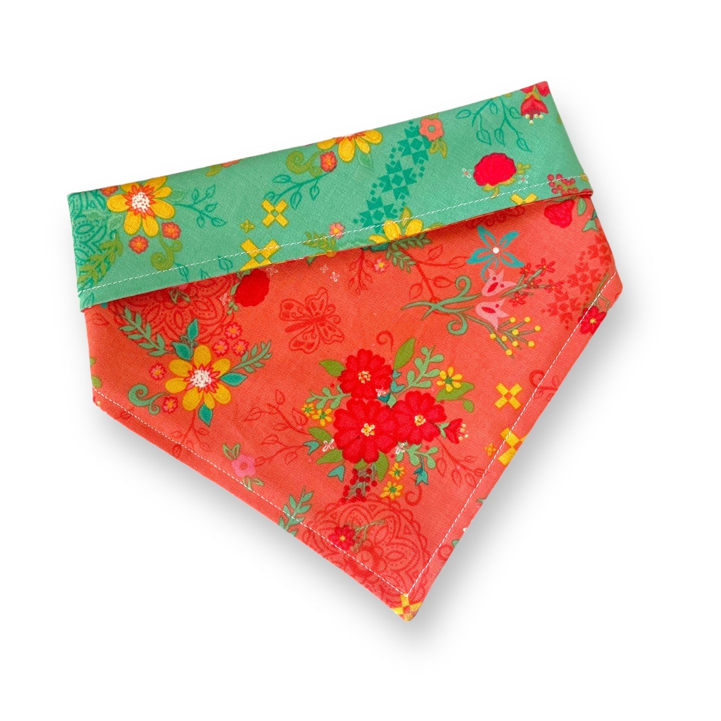 An Old Lady’s Floral Reversible Snap On Bandana