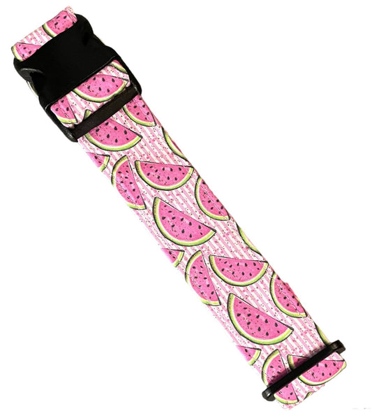 Striped Watermelon Dog Collar - Martingale or Buckle Style - Embroidery Available