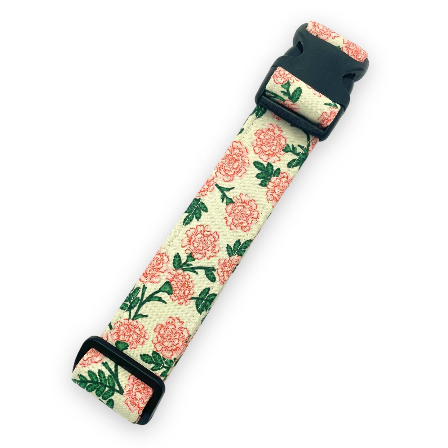 Blush Dianthus Dog Collar - Martingale or Buckle Style - Embroidery Available