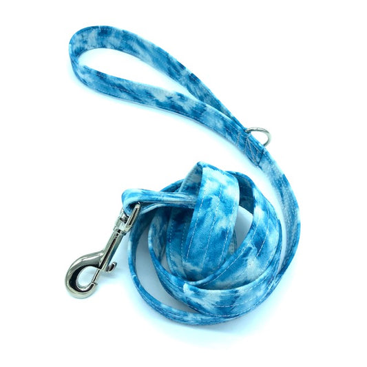 Blue and White Tie Dye Dog Leash