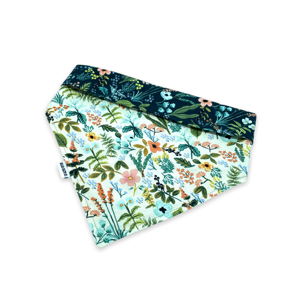 Natural and Green Wildflower Snap On Bandana