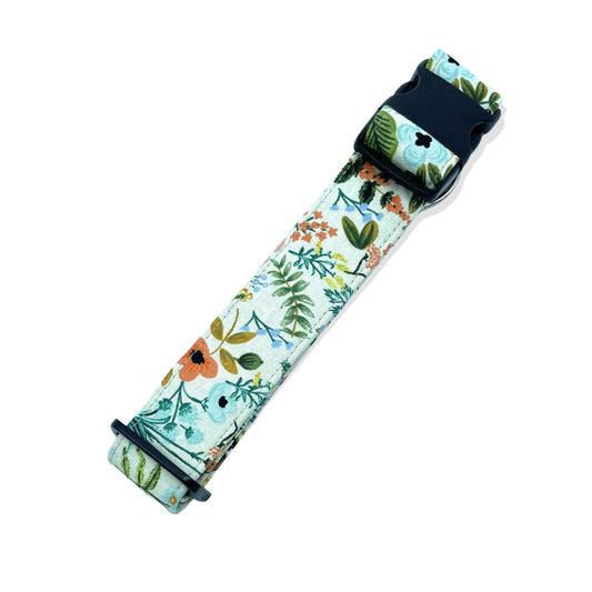 Natural Floral Dog Collar - Martingale or Buckle Style - Embroidery Available