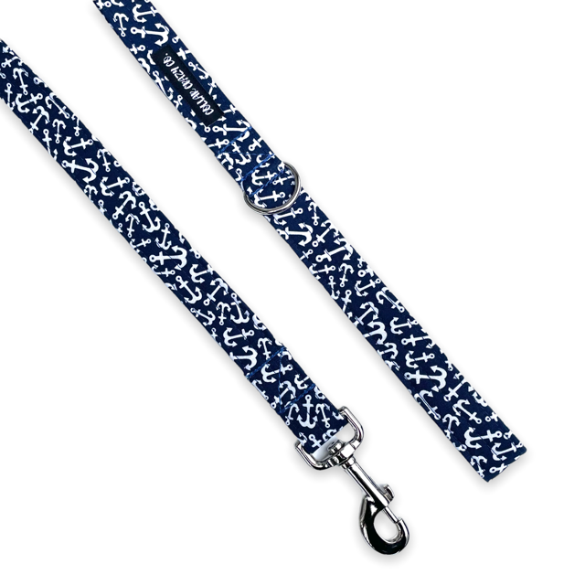 Blue Nautical Anchors Dog Leash