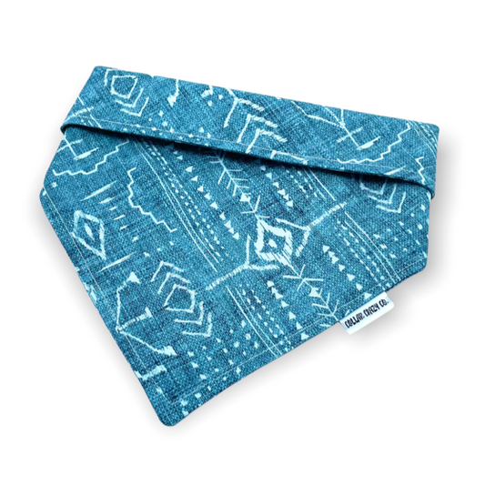 Teal Aztec Snap On Bandana