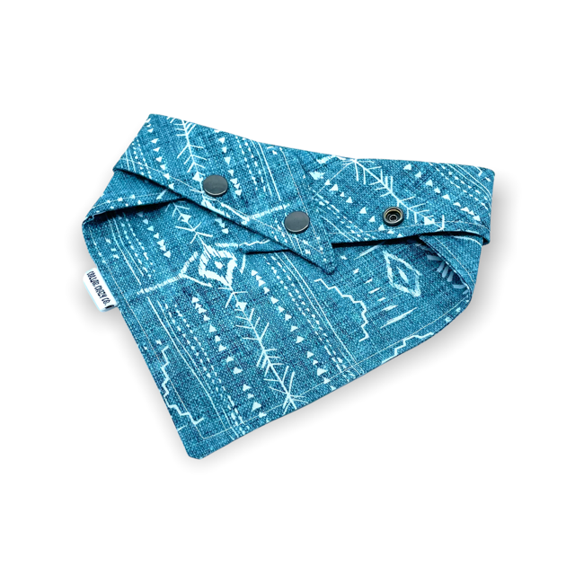 Teal Aztec Snap On Bandana