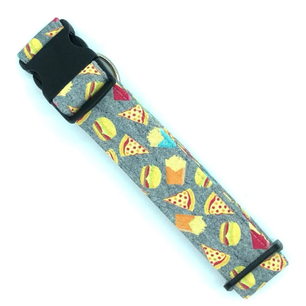 Burgers and Fries Dog Collar - THE WATER RESISTANT COLLECTION - Martingale or Buckle Style - Embroidery Available