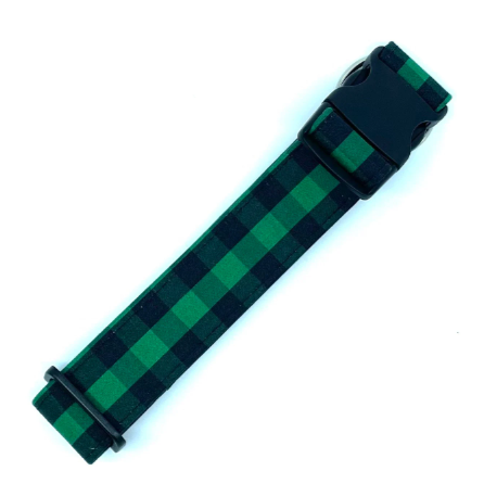 Green and Black Plaid Dog Collar - Martingale or Buckle Style - Embroidery Available