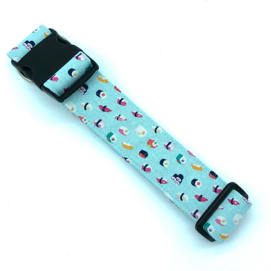 Mint Green Sushi Dog Collar - Martingale or Buckle Style - Embroidery Available