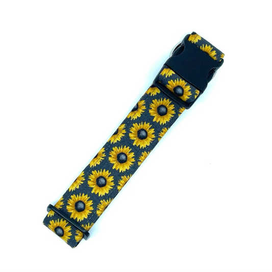 Sunflower Dog Collar - Martingale or Buckle Style - Embroidery Available