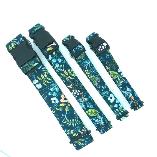 Wildflower Dog Collar - Martingale or Buckle Style - Embroidery Available