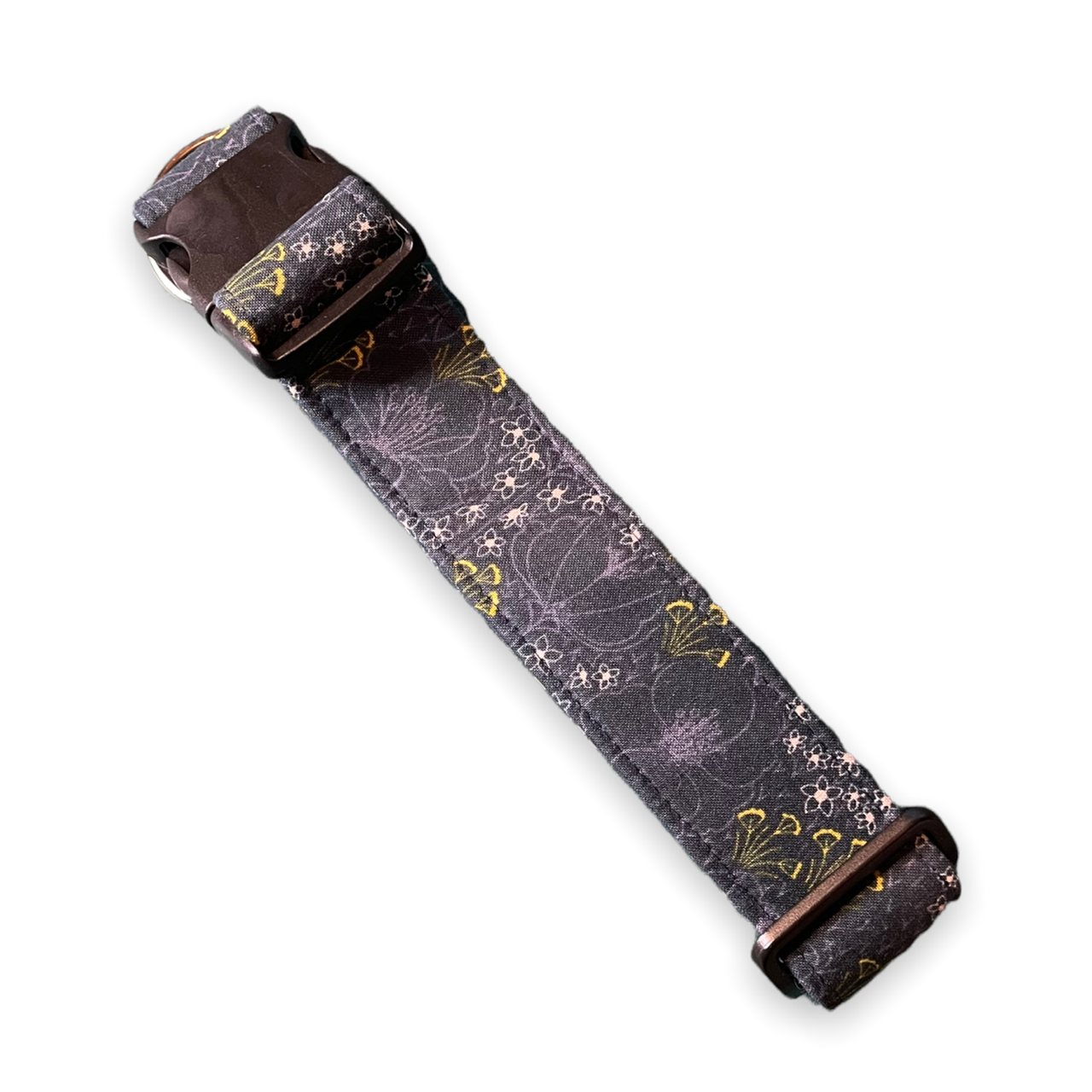 Dark Navy Floral Dog Collar - Martingale or Buckle Style - Embroidery Available