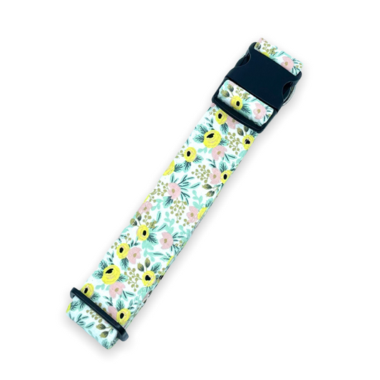 White Metallic Floral Dog Collar - Martingale or Buckle Style - Embroidery Available