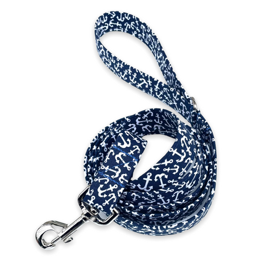 Blue Nautical Anchors Dog Leash