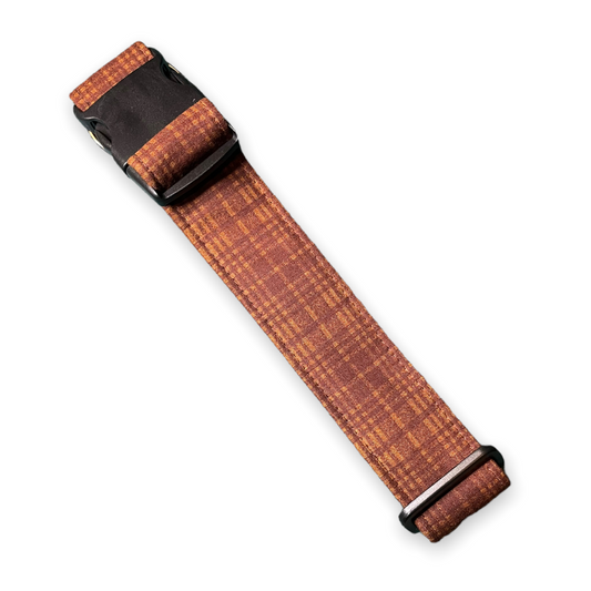 Brown Plaid Dog Collar - Martingale or Buckle Style - Embroidery Available