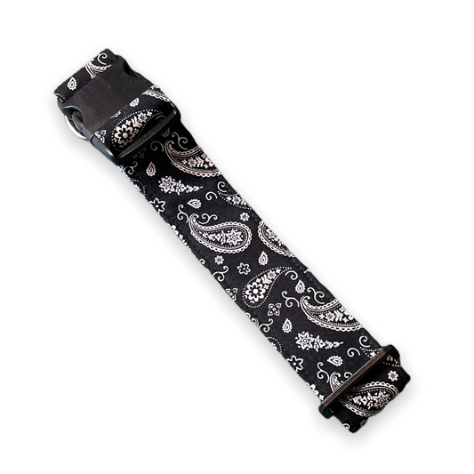 Black and White Paisley Dog Collar - Martingale or Buckle Style - Embroidery Available