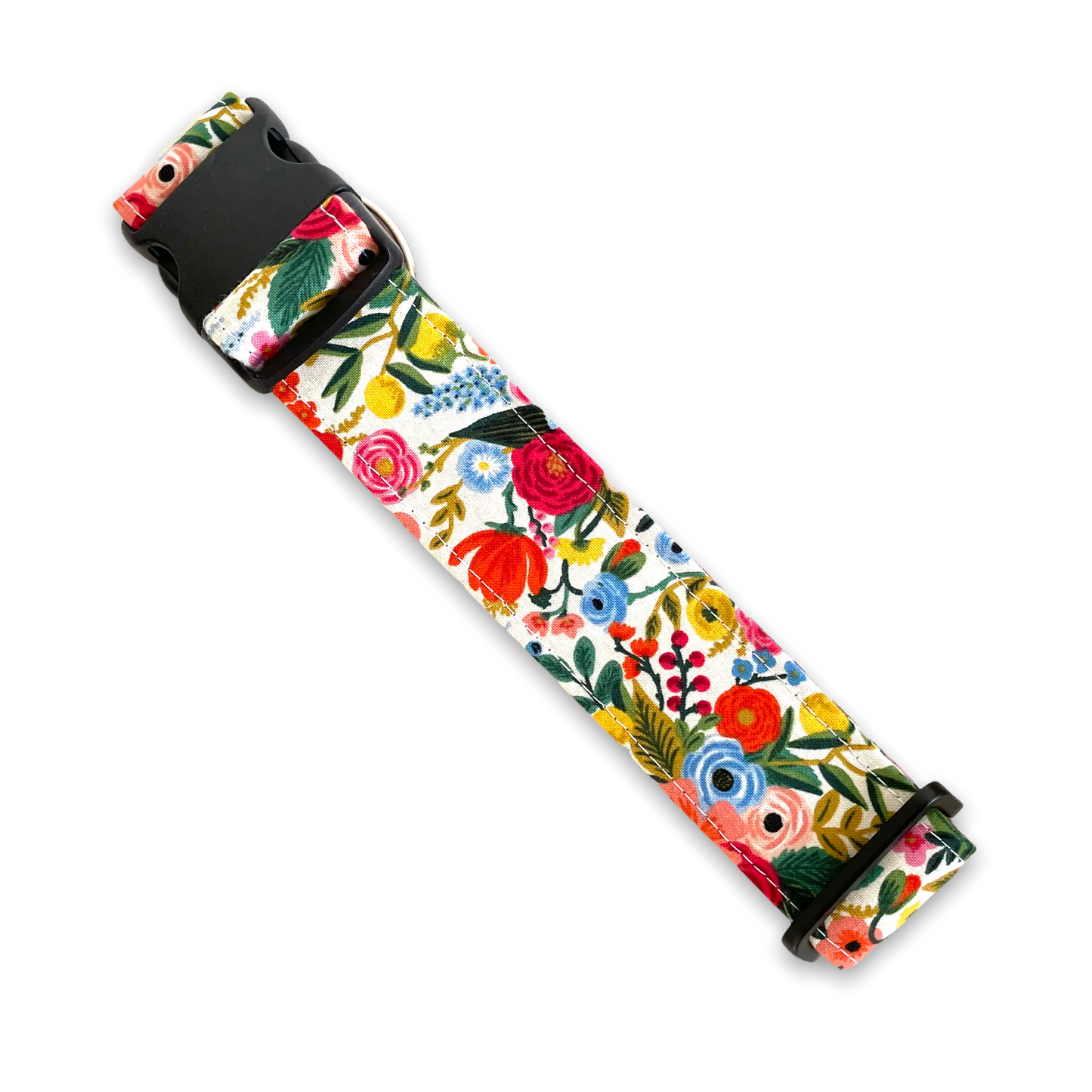 Garden Party Floral Dog Collar - Martingale or Buckle Style - Embroidery Available