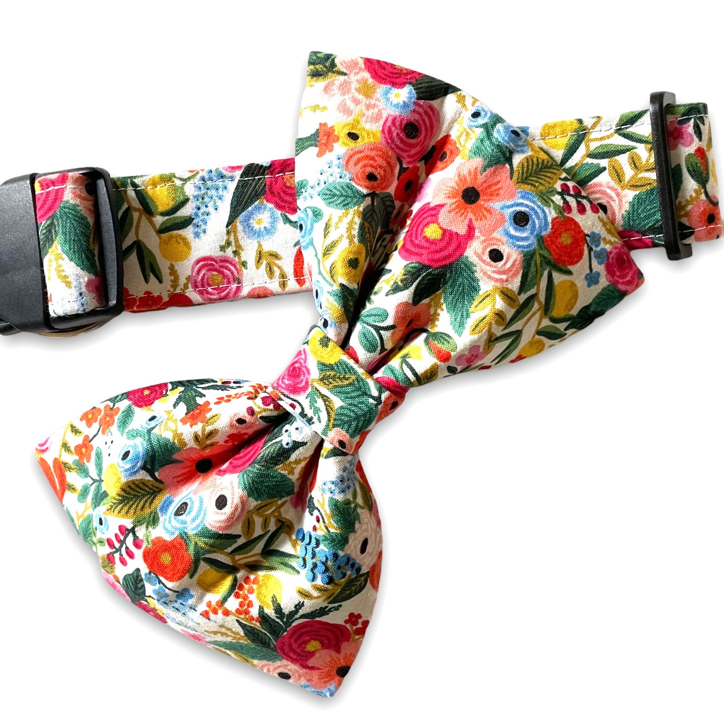 Garden Party Floral Dog Collar - Martingale or Buckle Style - Embroidery Available