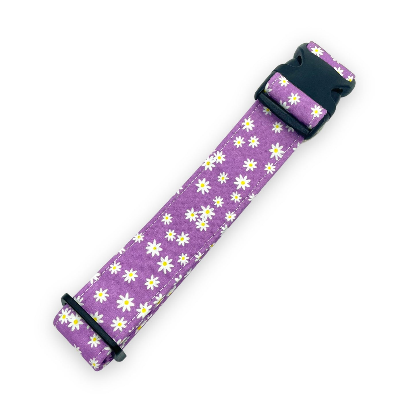 Purple Daisies Dog Collar - Martingale or Buckle Style - Embroidery Available