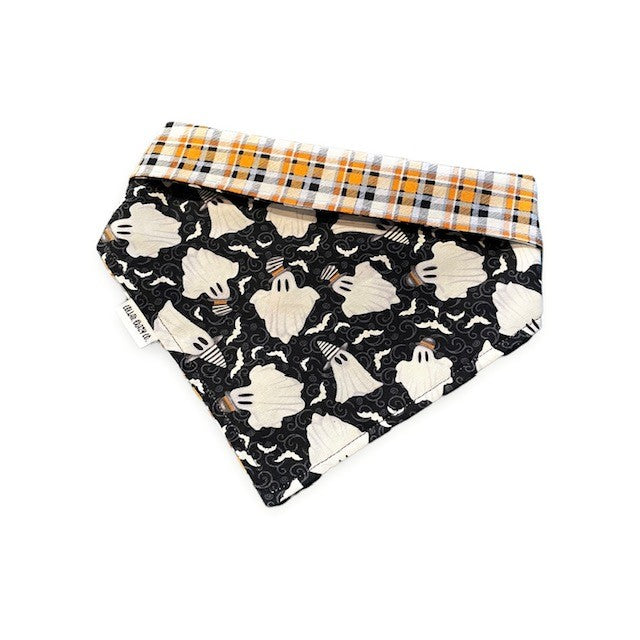 Ghosts Reversible Snap On Bandana - Glow in the Dark Plaid