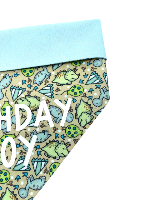 Blue & Green Dinosaur Birthday Boy Bandana