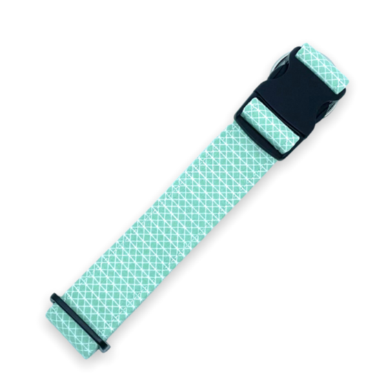 Mint Geo Dog Collar - Martingale or Buckle Style - Embroidery Available