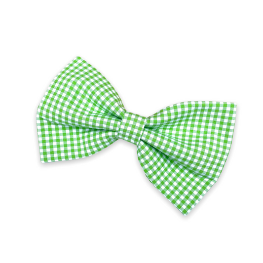 Green and White Gingham Bow