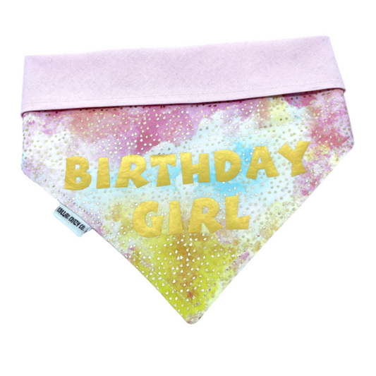 Pink and Gold Birthday Girl Bandana